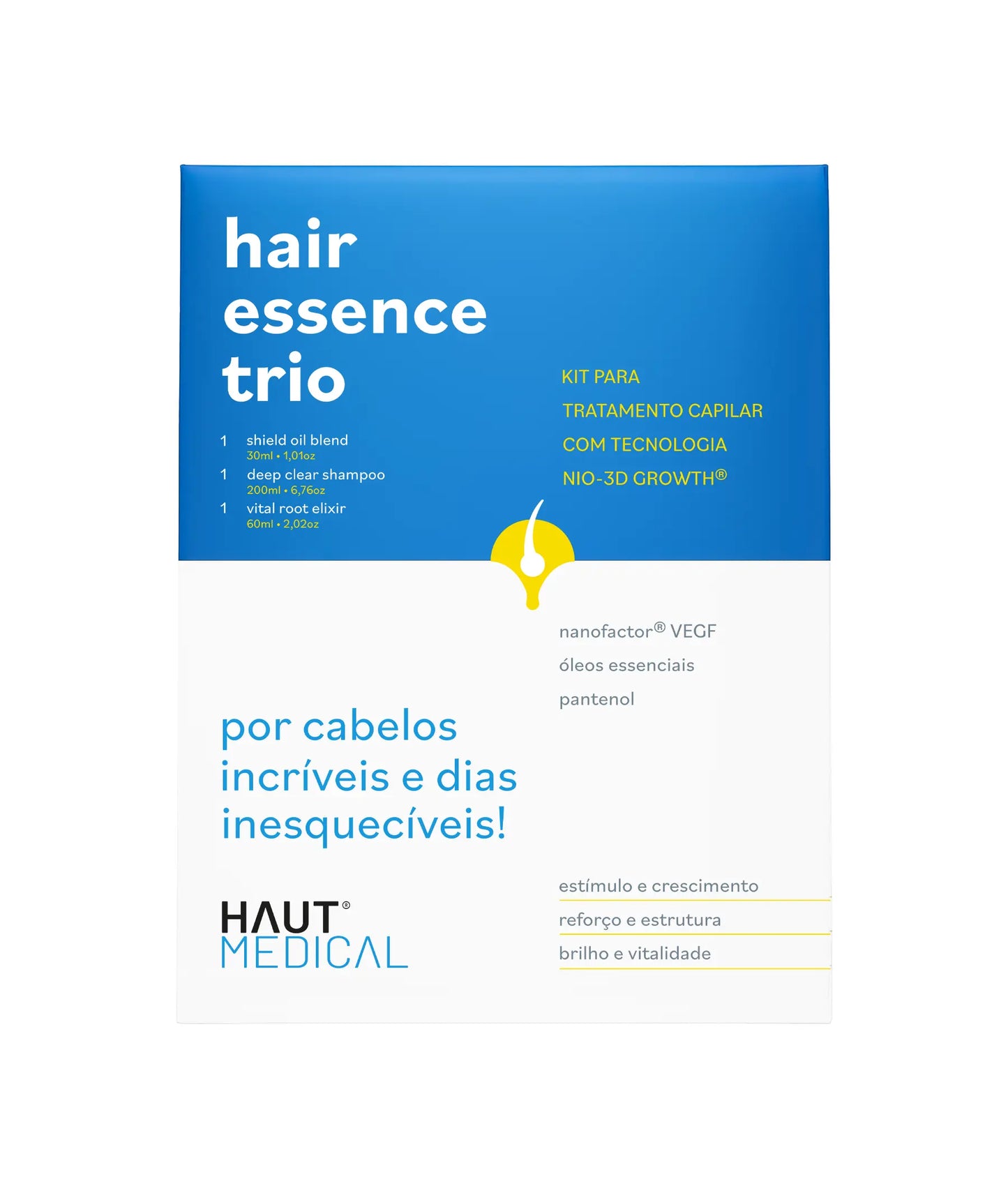 HAIR ESSENCE TRIO - KIT PARA TRATAMENTO CAPILAR - HAUT MEDICAL